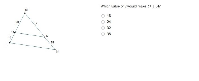 Which value of y would make op ln