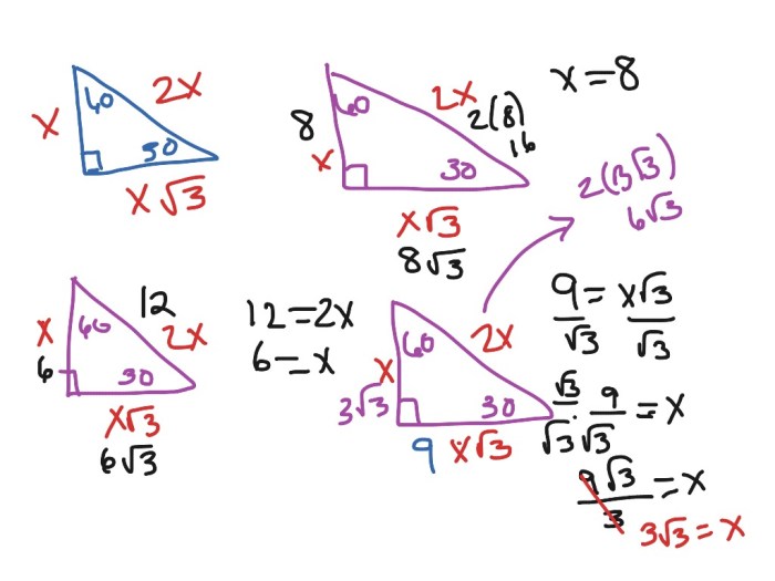 Special right triangles 30-60-90 worksheet answers